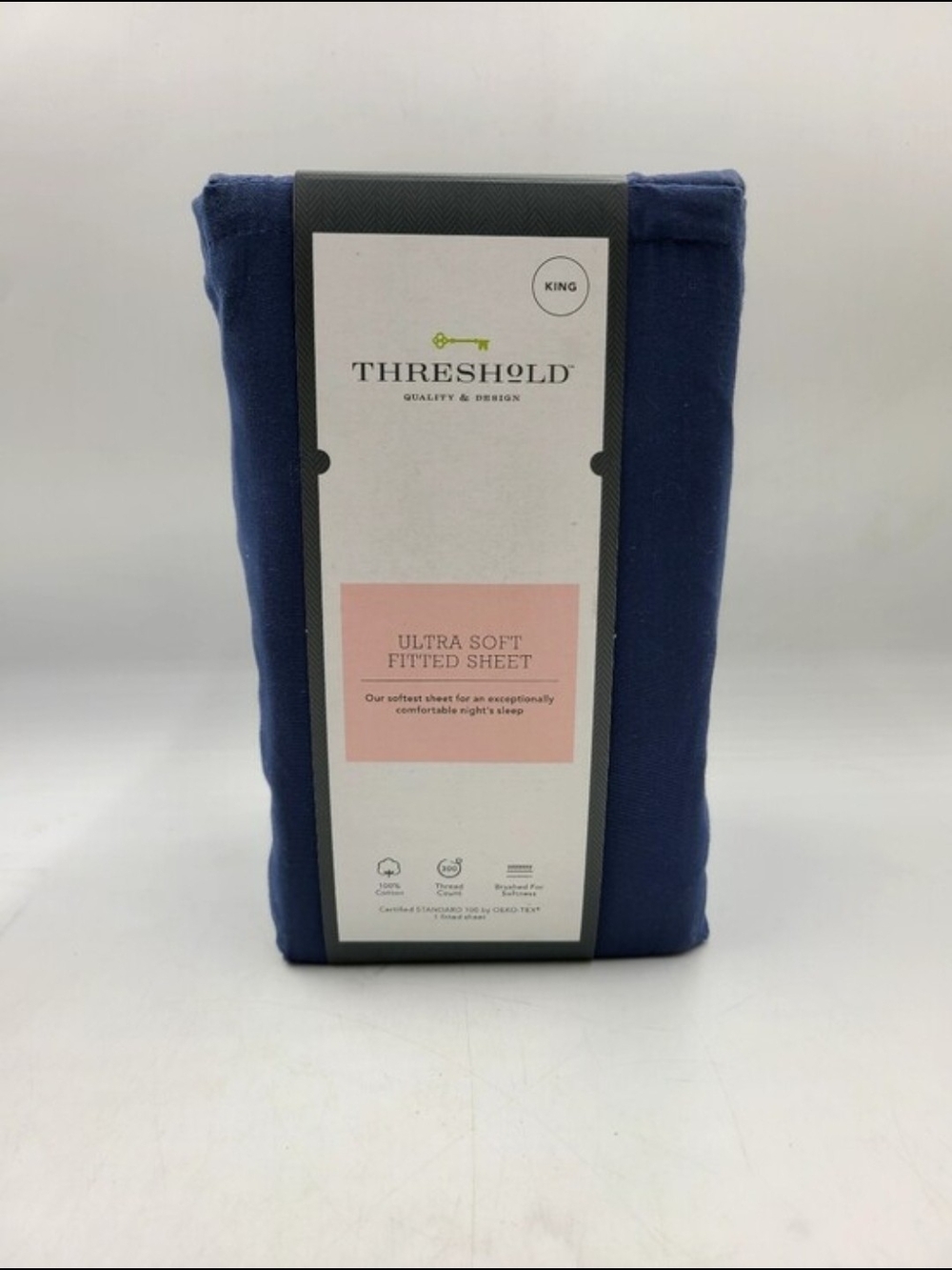 Threshold Ultra Soft Fitted Sheet 300 Thread Count - Metallic Blue King Size